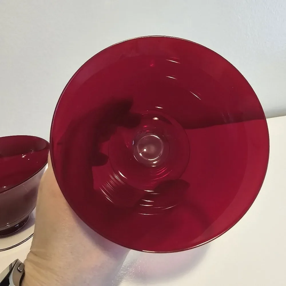 Morgantown Monroe Red Crystal Glass Footed Dessert Bowls 3/4